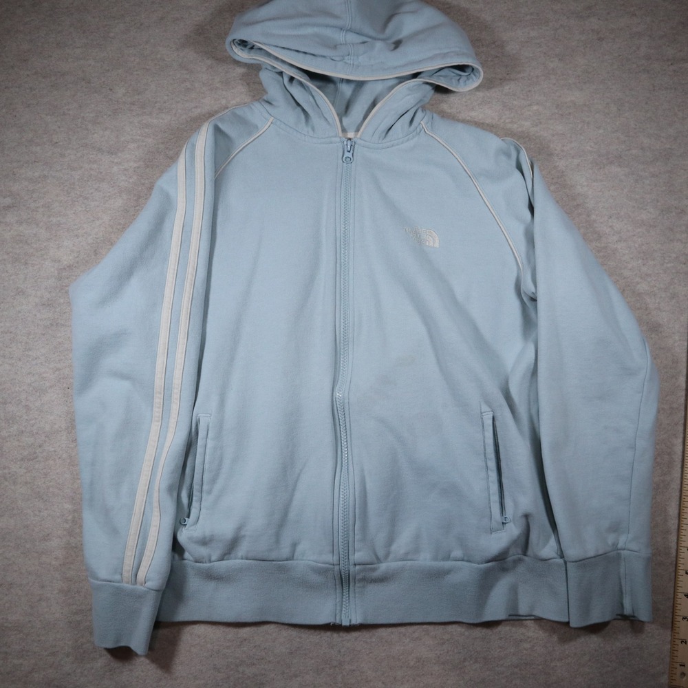 The North Face Hoodie Womens XL Blue Full Zip Stripe Y2K Gorpcore Fall Essential